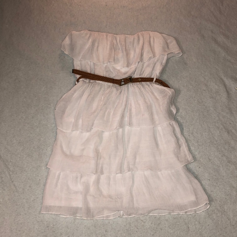 White strapless dress with belt